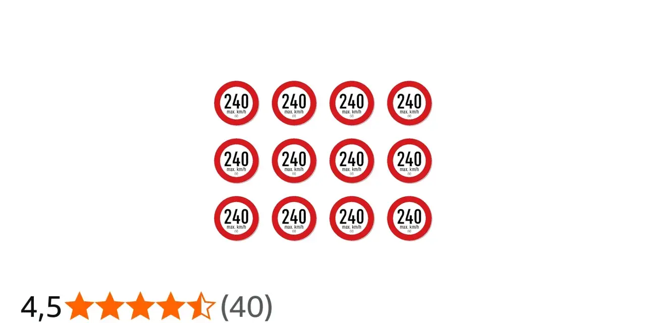 Zwölf runde Verkehrsschilder mit der Aufschrift "240 max. km/h (V)". Sie symbolisieren eine hohe reifen geschwindigkeit v.