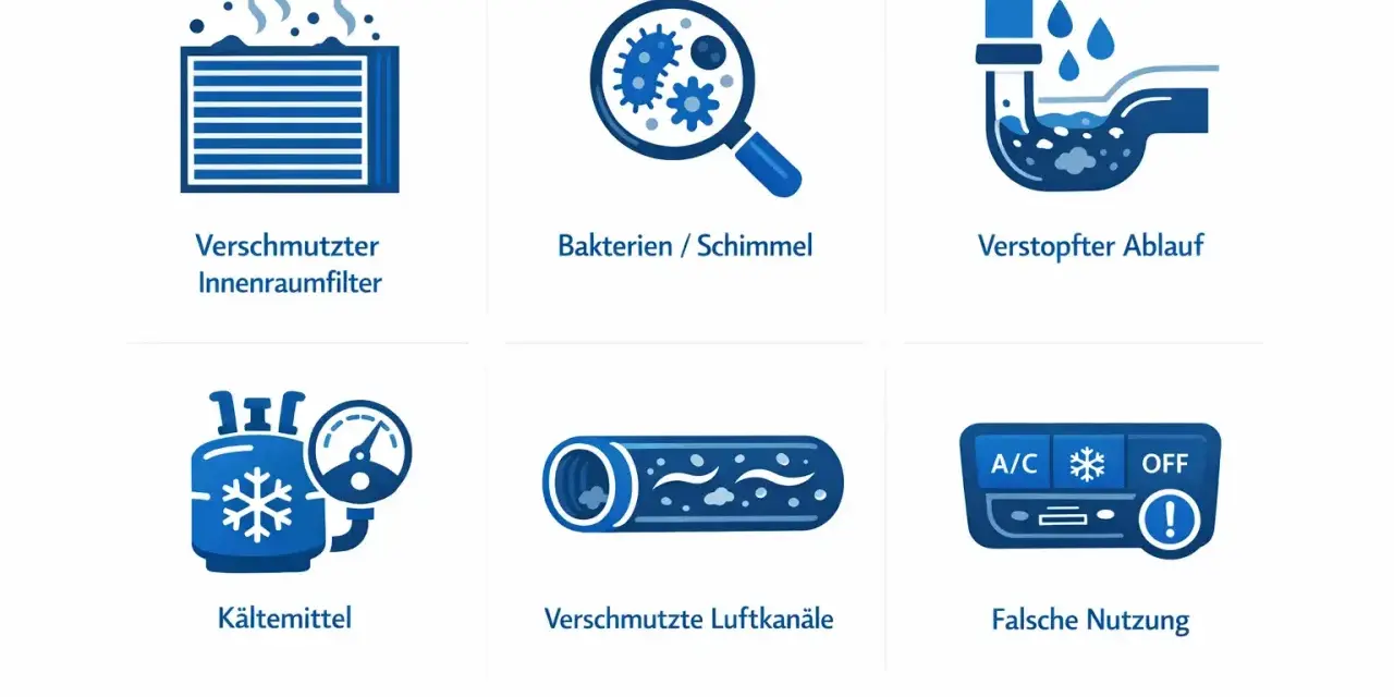 Wenn die klimaanlage auto stinkt, können verschmutzte Filter, Bakterien, verstopfte Abläufe oder falsche Nutzung die Ursache sein.