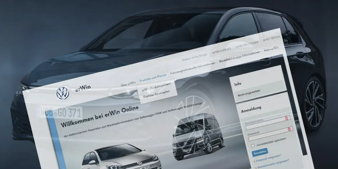 Digitale Servicepläne für VW-Fahrzeuge auf der erWin Online-Plattform.