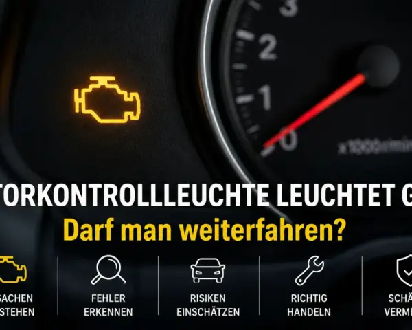 Gelbe Motorkontrollleuchte leuchtet. Was tun, wenn die Motorleuchte leuchtet? Ursachen verstehen, Fehler erkennen, Risiken einschätzen, richtig handeln, Schäden vermeiden.
