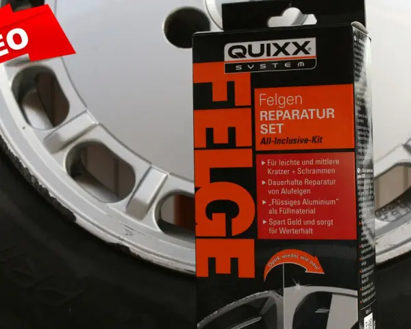 Reparatur-Set für alufelgen selber reparieren. Mit dem QUIXX Felgen Reparatur Set werden Kratzer und Schrammen dauerhaft behoben.
