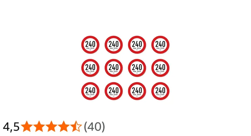 Zwölf runde Verkehrsschilder mit der Aufschrift "240 max. km/h (V)". Sie symbolisieren eine hohe reifen geschwindigkeit v.