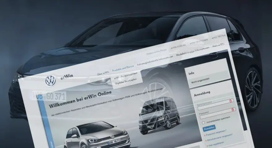 Digitale Servicepläne für VW-Fahrzeuge auf der erWin Online-Plattform.