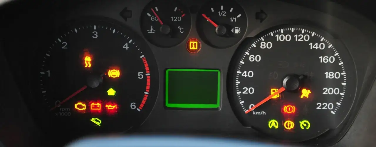 Motorkontrollleuchte leuchtet, m&ouml;glicherweise wegen einer defekten Lambdasonde. Viele Warnleuchten sind an.