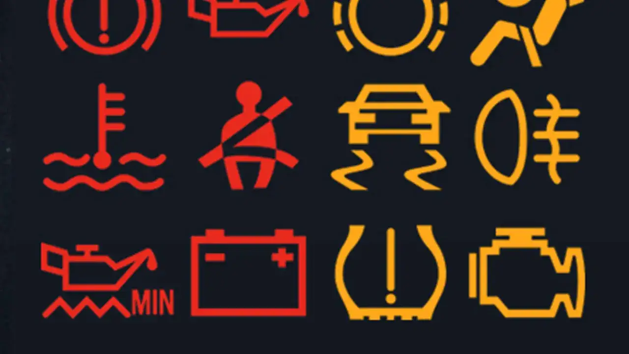 Warnsymbole im Auto: Ölstand, Kühlwasser, Airbag, Gurt, ESP, Scheinwerfer, Batterie, Reifendruck, Motor. So können Sie Ihr Auto orten und Probleme erkennen.