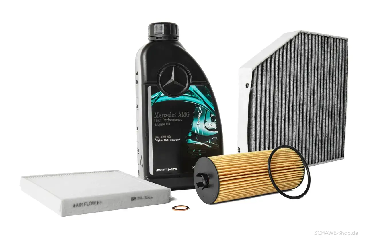 Mercedes-AMG Motoröl, Ölfilter und Luftfilter. Alles für Ihren Service, um die service b mercedes kosten im Blick zu behalten.